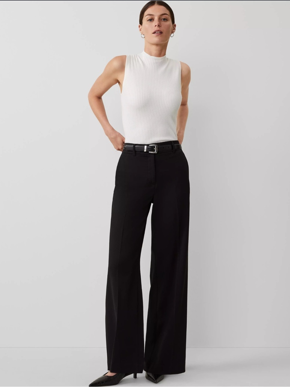 Lauren Ralph Lauren Black Wide Leg Trousers Size 10 Career Pants